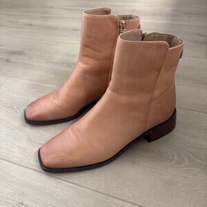 Sam Edelman Camel Leather Square Toe Ankle Boots Womens' Size 7.5/8